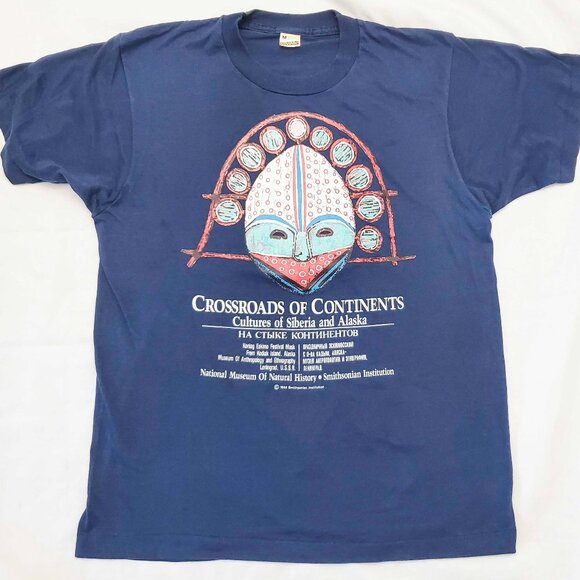 Vintage 80s Smithsonian Natural History Museum Single Stitch Tshirt Alaska M - Picture 1 of 8